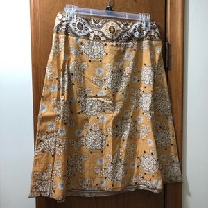 New York & Company bohemian yellow brown sequined retro cotton boho skirt 4